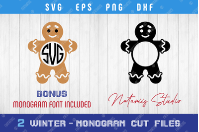 2 Funny Winter Holidays Monogram SVG Cut files.
