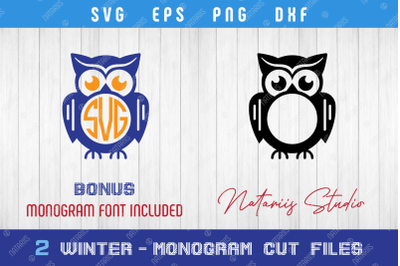 2 Funny Winter Holidays Monogram SVG Cut files.