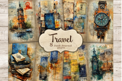 Travel Junk Journal Pages | Digital Collage Sheet