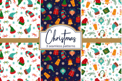 Cozy Christmas seamless patterns set, digital paper