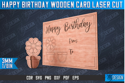 Happy Birthday Wooden Card Laser Cut | Laser Cut SVG Design | CNC File