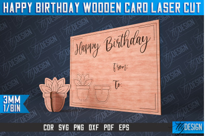 Happy Birthday Wooden Card Laser Cut | Laser Cut SVG Design | CNC File