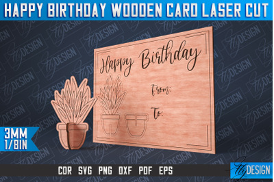 Happy Birthday Wooden Card Laser Cut | Laser Cut SVG Design | CNC File