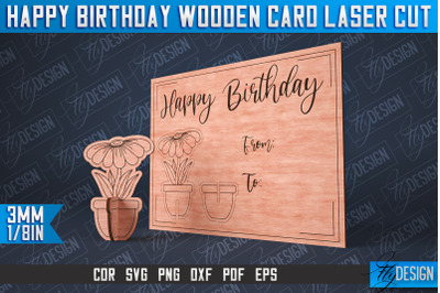 Happy Birthday Wooden Card Laser Cut | Laser Cut SVG Design | CNC File