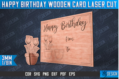 Happy Birthday Wooden Card Laser Cut | Laser Cut SVG Design | CNC File