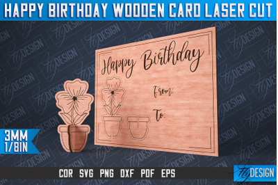 Happy Birthday Wooden Card Laser Cut | Laser Cut SVG Design | CNC File