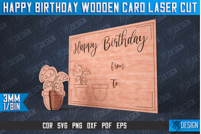 Happy Birthday Wooden Card Laser Cut | Laser Cut SVG Design | CNC File