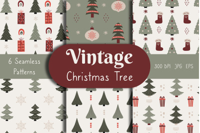Vintage Christmas Tree Seamless Patterns