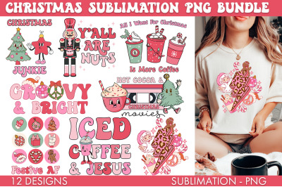 Pink Christmas Bundle PNG Sublimation