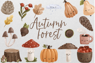 Autumn forest. Childish illustration