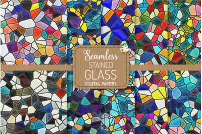 Stained Glass Geometric Digital Papers