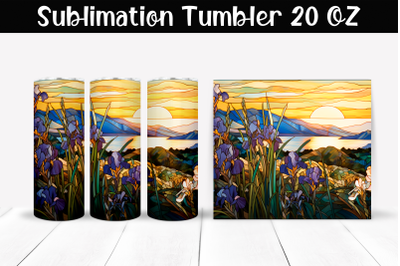 Irises stained glass Sublimation Tumbler Wrap 20 oz