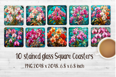 10 Orchids stained glass Square Sublimation