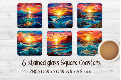 6 Seascape stained glass Square Sublimation