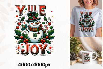 Yule Joy Snowman Illustration