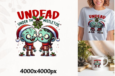 Undead Mistletoe Design PNG