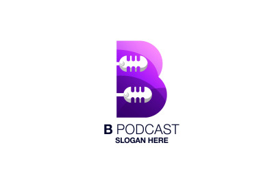 letter b podcast mic vector template logo design