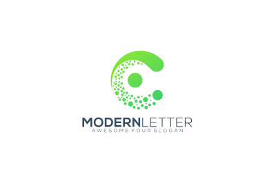 letter c molecules logo vector template logo design