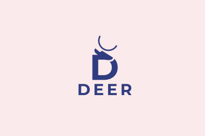 letter d deer vector template logo design