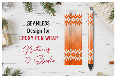 Christmas Seamless Knitted Pattern for Epoxy Pen Wrap.