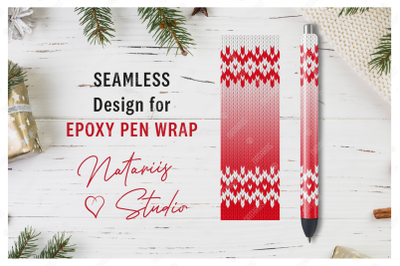 Christmas Seamless Knitted Pattern for Epoxy Pen Wrap.