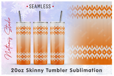 Cozy Christmas Knitted Pattern - 20oz Skinny Tumbler