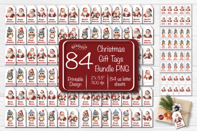 Christmas gift tag Bundle printable template Christmas tag Santa clipa