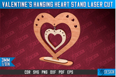 Valentine&#039;s Hanging Heart Stand Laser Cut SVG Design