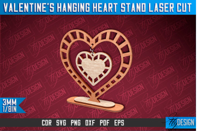 Valentine&#039;s Hanging Heart Stand Laser Cut SVG Design