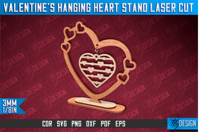 Valentine&#039;s Hanging Heart Stand Laser Cut SVG Design