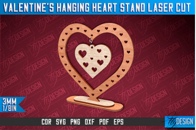 Valentine&#039;s Hanging Heart Stand Laser Cut SVG Design