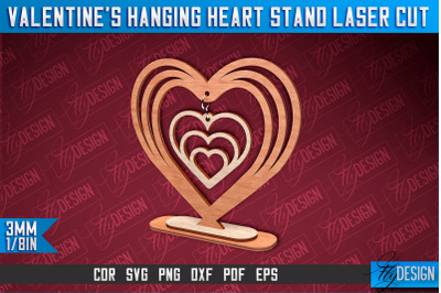 Valentine&#039;s Hanging Heart Stand Laser Cut SVG Design