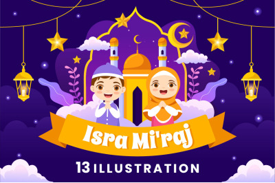 13 Isra Mi&#039;raj Vector Illustration