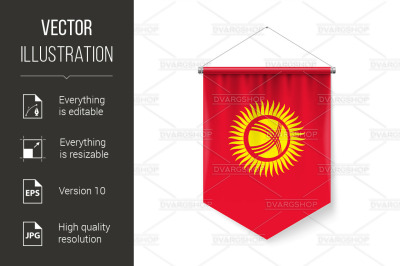 Pennant Flag Icon of Kyrgyzstan