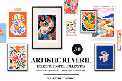 Colorful Maximalist Gallery Wall Art Posters