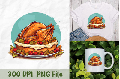 Festive Turkey Dinner Clipart