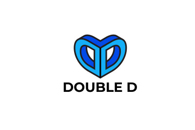 letter double d heart vector template logo design