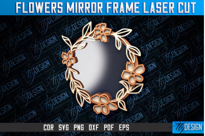 Flowers Mirror Frame Laser Cut SVG | Home Design Laser Cut SVG Design