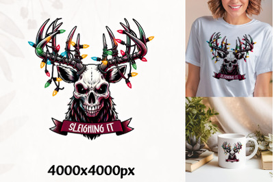 Sleighing Skulls Christmas Art