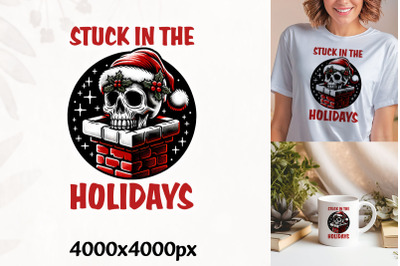 Stuck in Holidays Skull Design