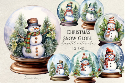 Christmas Snow Globe PNG, Snowman Snow Globe