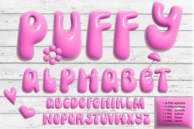 3D Inflated Alphabet Bundle PNG. Pink Puffy Alphabet PNG