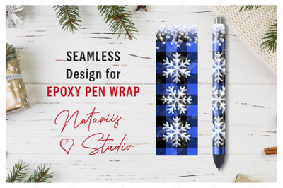 Christmas Ice Buffalo Plaid Pattern for Epoxy Pen Wrap.