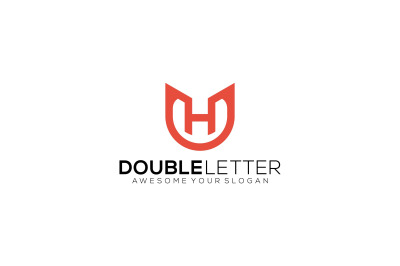 letter h and u vector template logo design