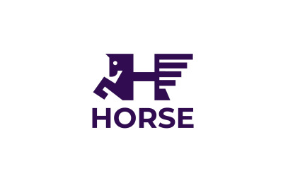 letter h horse vector template logo design