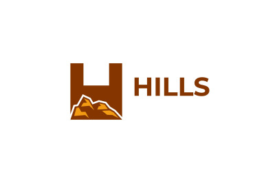 letter h mountain vector template logo design