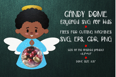 Black Angel Boy | Christmas Candy Dome | Christmas Ornament | Paper Craft Template | Sucker Holder SVG