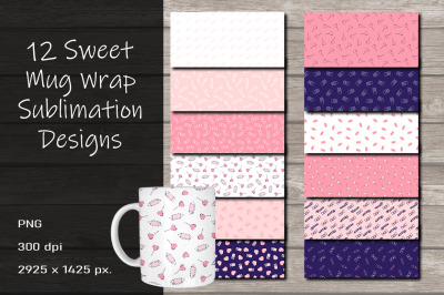 12 Sweet Mug Wrap Sublimation Design 15 oz.