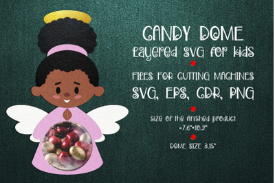 Black Angel Girl | Christmas Candy Dome | Christmas Ornament | Paper C