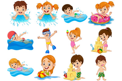 Set of Twelve Children Activities on Summer Holidays